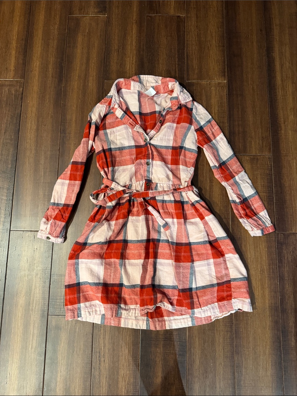 Carter's Red and White Plaid Button-Front Dress with Tie Waist